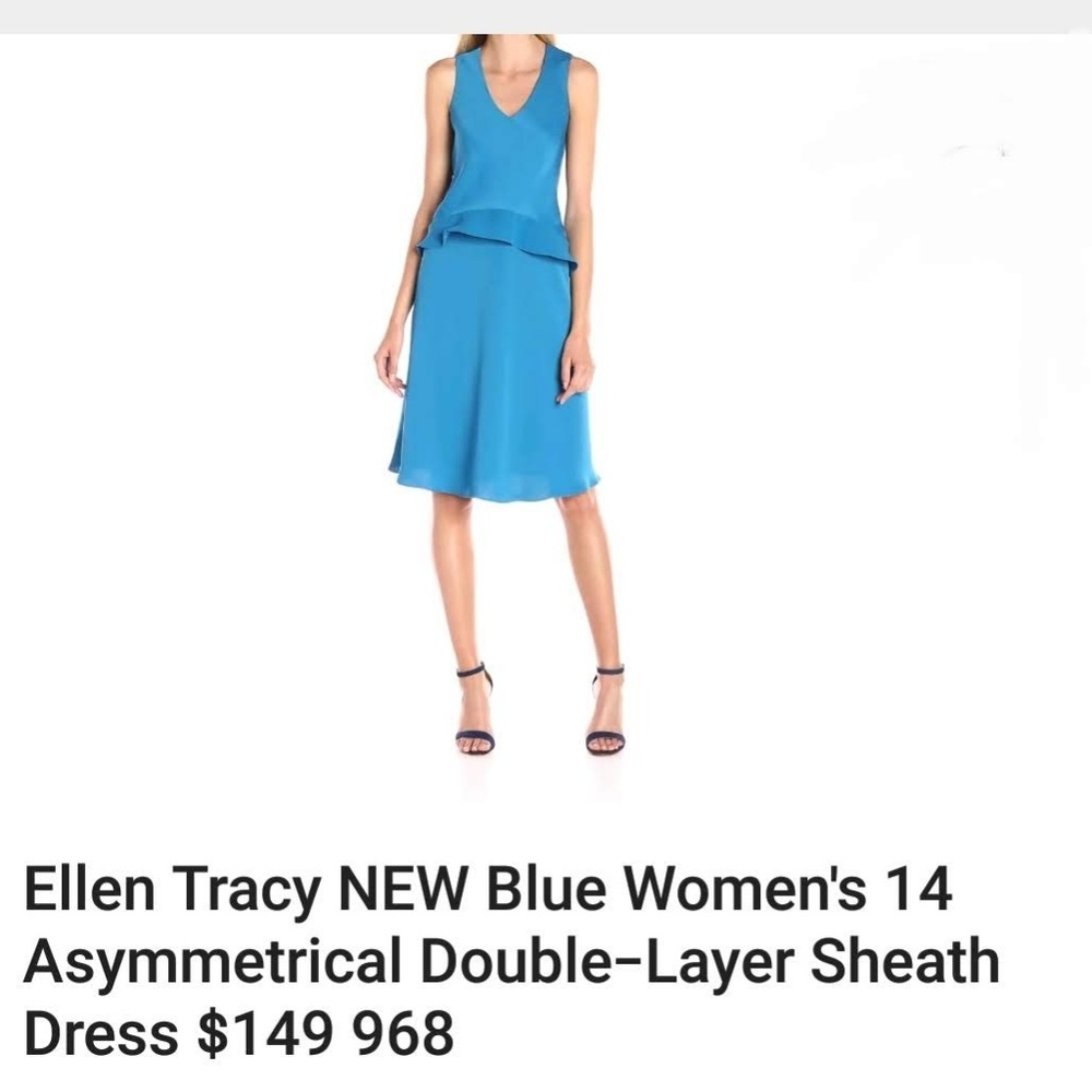 NWT ELLEN TRACY Gorgeous asymmetrical peplum top dress - Picture 7 of 7